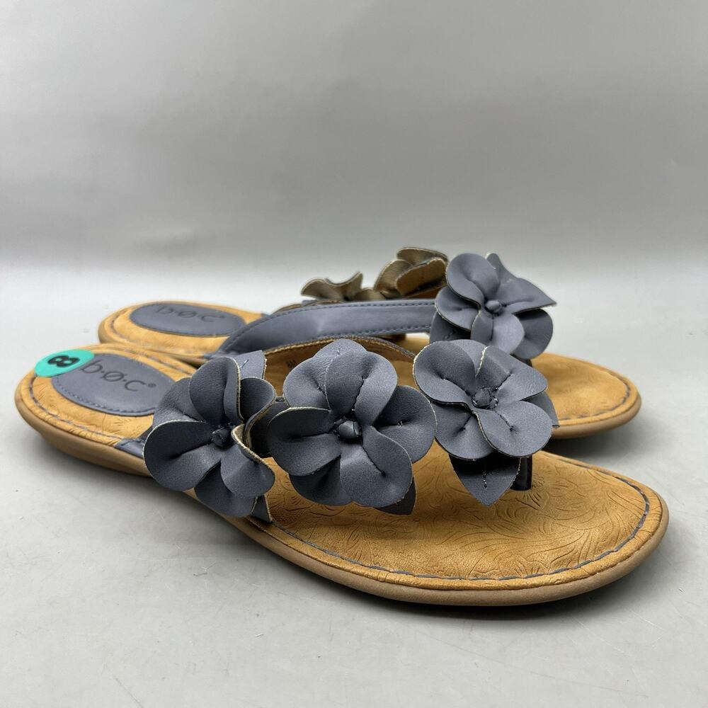 B.O.C Hensley Flower Thong Flip Flop Sandals Women's 8 Gray Comfort Wedge Shoes